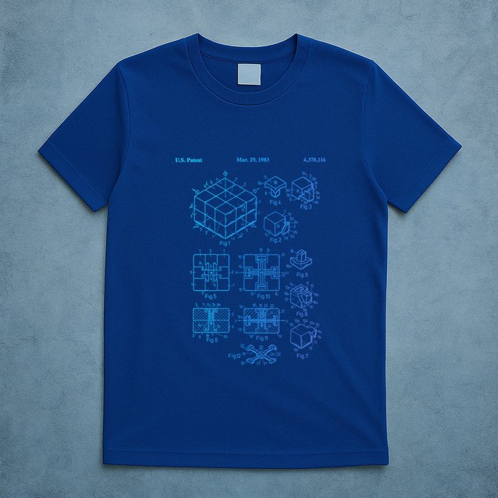 Competitive Puzzle Cube Rubik Patent Speed Cubing Retro Math Gift T-Shirt