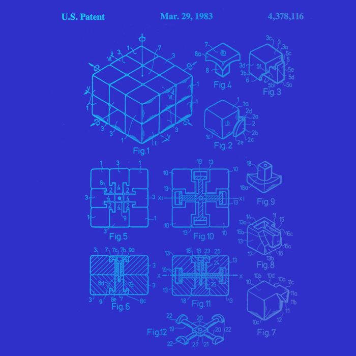 Competitive Puzzle Cube Rubik Patent Speed Cubing Retro Math Gift T-Shirt