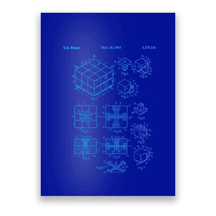 Competitive Puzzle Cube Rubik Patent Speed Cubing Retro Math Gift Poster