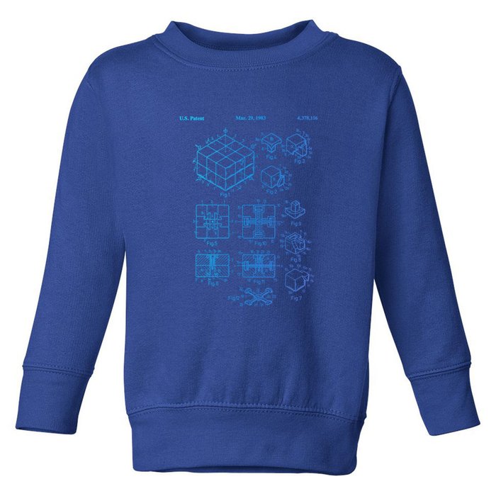 Competitive Puzzle Cube Rubik Patent Speed Cubing Retro Math Gift Toddler Sweatshirt