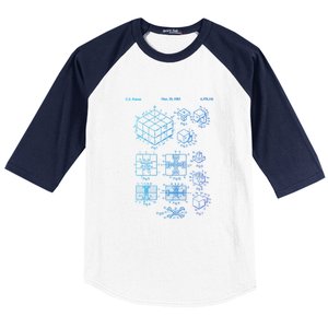 Competitive Puzzle Cube Rubik Patent Speed Cubing Retro Math Gift Baseball Sleeve Shirt