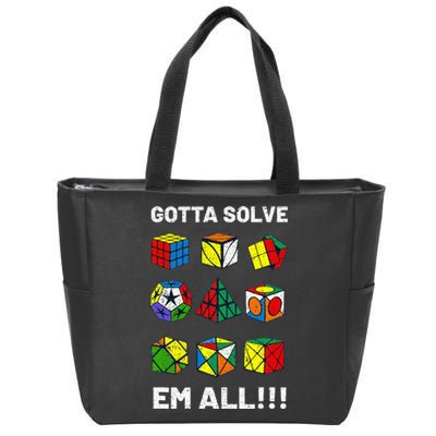 Competitive Puzzle Cube Gotta Solve Em All Speed Cubing Zip Tote Bag