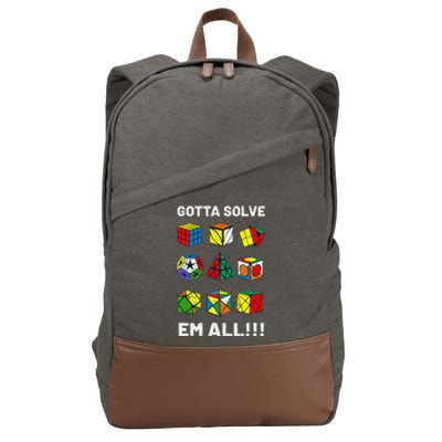 Competitive Puzzle Cube Gotta Solve Em All Speed Cubing Cotton Canvas Backpack