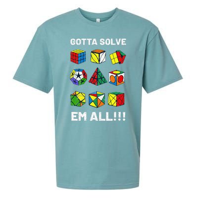 Competitive Puzzle Cube Gotta Solve Em All Speed Cubing Sueded Cloud Jersey T-Shirt