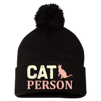 Cat Persom Pom Pom 12in Knit Beanie