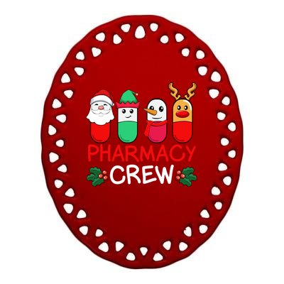 Christmas Pharmacy Crew Pharmacist Santa Snow Pills Xmas Gift Ceramic Oval Ornament