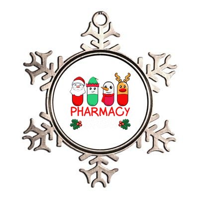 Christmas Pharmacy Crew Pharmacist Santa Snow Pills Xmas Gift Metallic Star Ornament