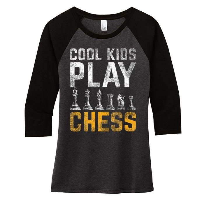 Cool Play Chess Women's Tri-Blend 3/4-Sleeve Raglan Shirt