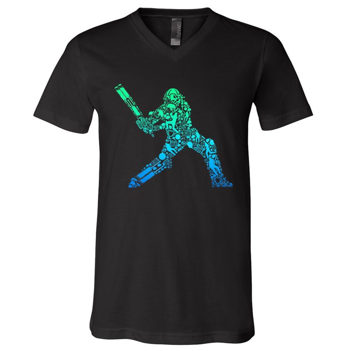 Cricket Player V-Neck T-Shirt