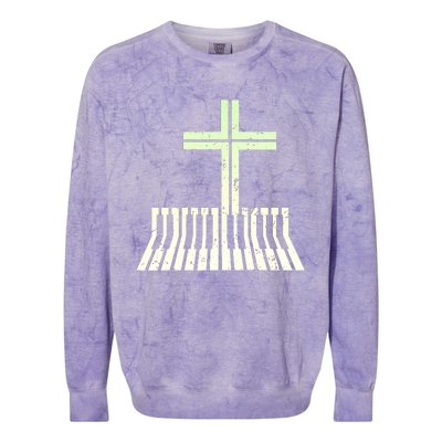 Christian Piano Cross Keyboard Pianist Colorblast Crewneck Sweatshirt