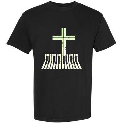 Christian Piano Cross Keyboard Pianist Garment-Dyed Heavyweight T-Shirt