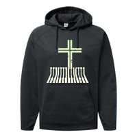 Christian Piano Cross Keyboard Pianist Performance Fleece Hoodie