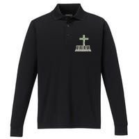 Christian Piano Cross Keyboard Pianist Performance Long Sleeve Polo