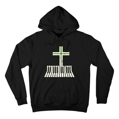 Christian Piano Cross Keyboard Pianist Hoodie