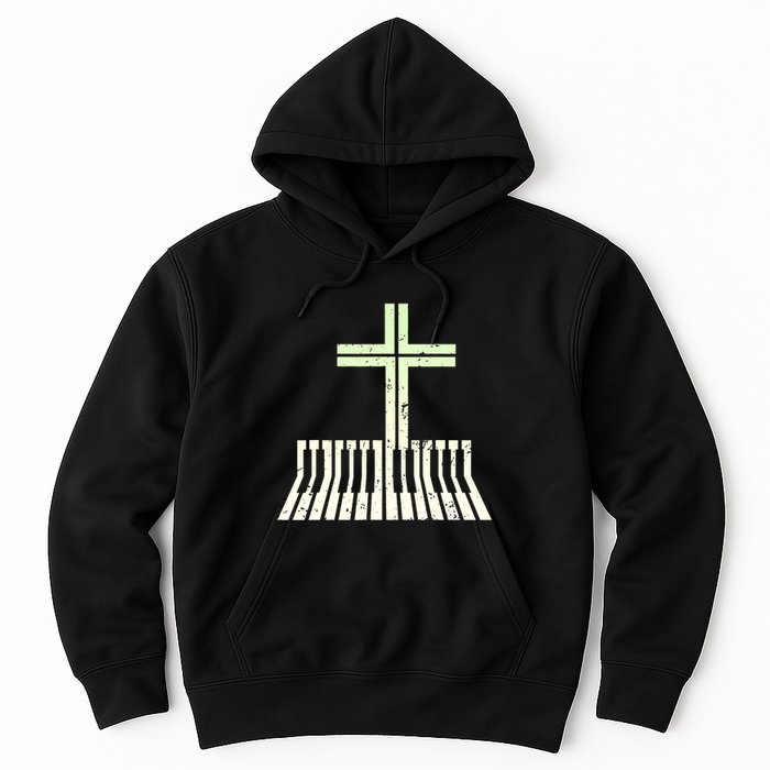 Christian Piano Cross Keyboard Pianist Hoodie