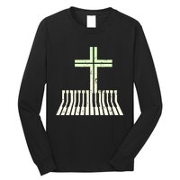 Christian Piano Cross Keyboard Pianist Long Sleeve Shirt