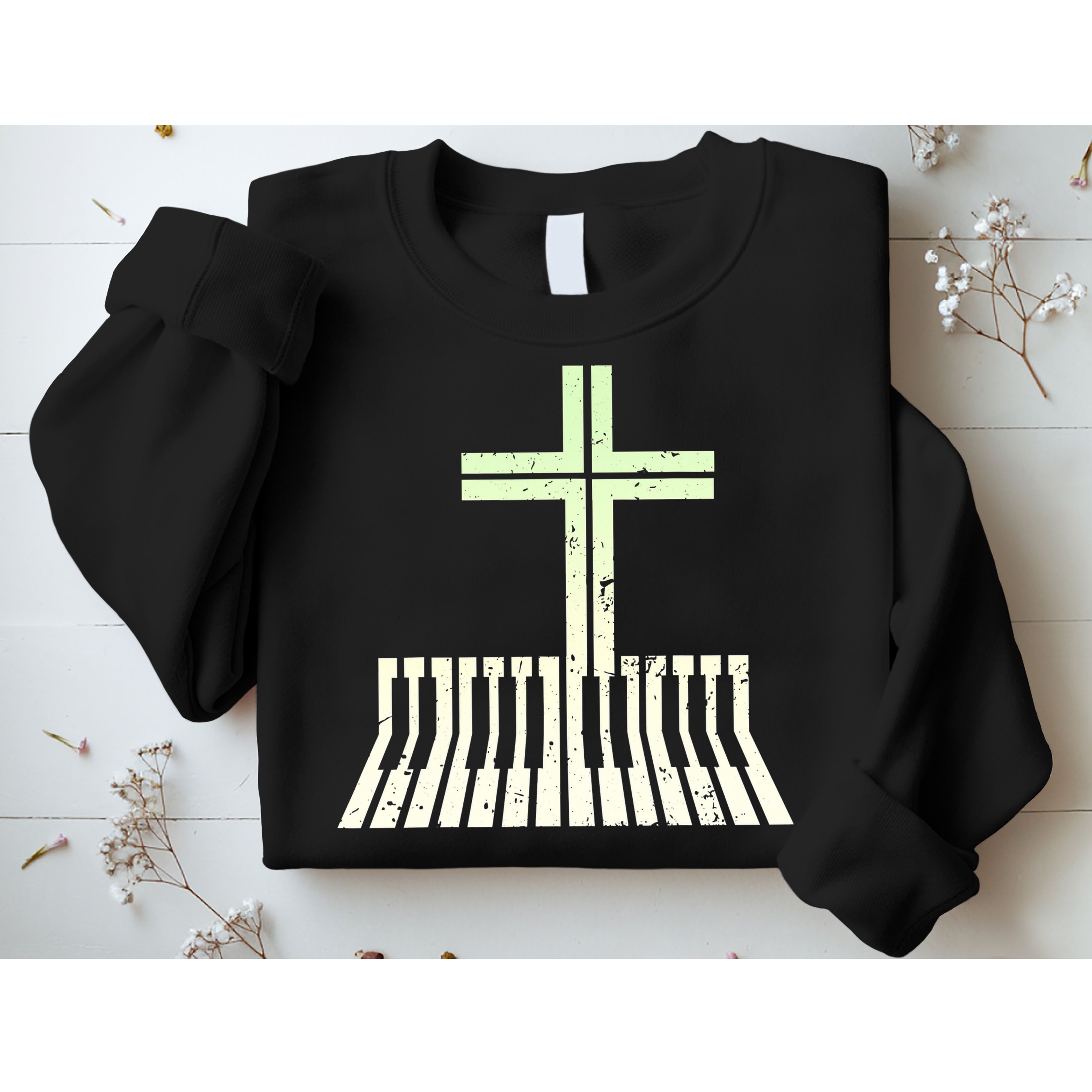 Christian Piano Cross Keyboard Pianist Sweatshirt