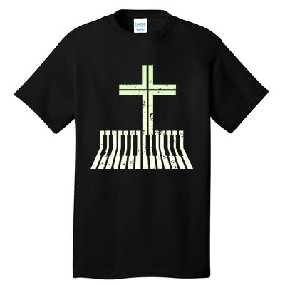 Christian Piano Cross Keyboard Pianist Tall T-Shirt