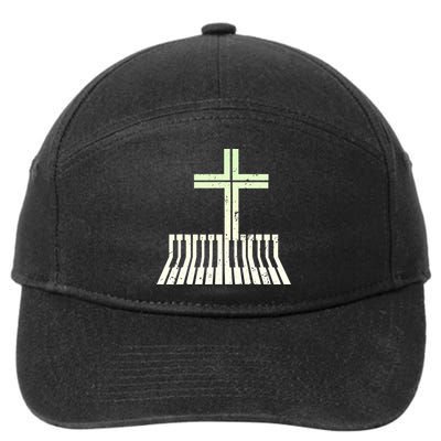 Christian Piano Cross Keyboard Pianist 7-Panel Snapback Hat