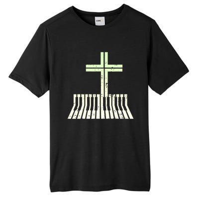 Christian Piano Cross Keyboard Pianist Tall Fusion ChromaSoft Performance T-Shirt