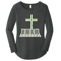 Christian Piano Cross Keyboard Pianist Women's Perfect Tri Tunic Long Sleeve Shirt