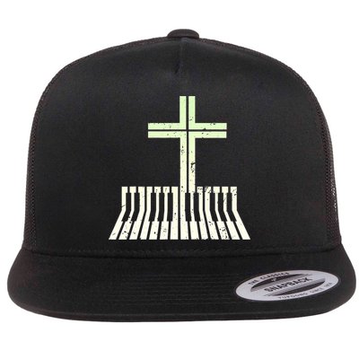Christian Piano Cross Keyboard Pianist Flatbill Hat