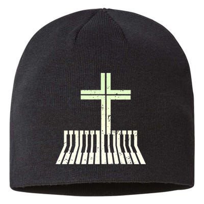 Christian Piano Cross Keyboard Pianist Sustainable Beanie
