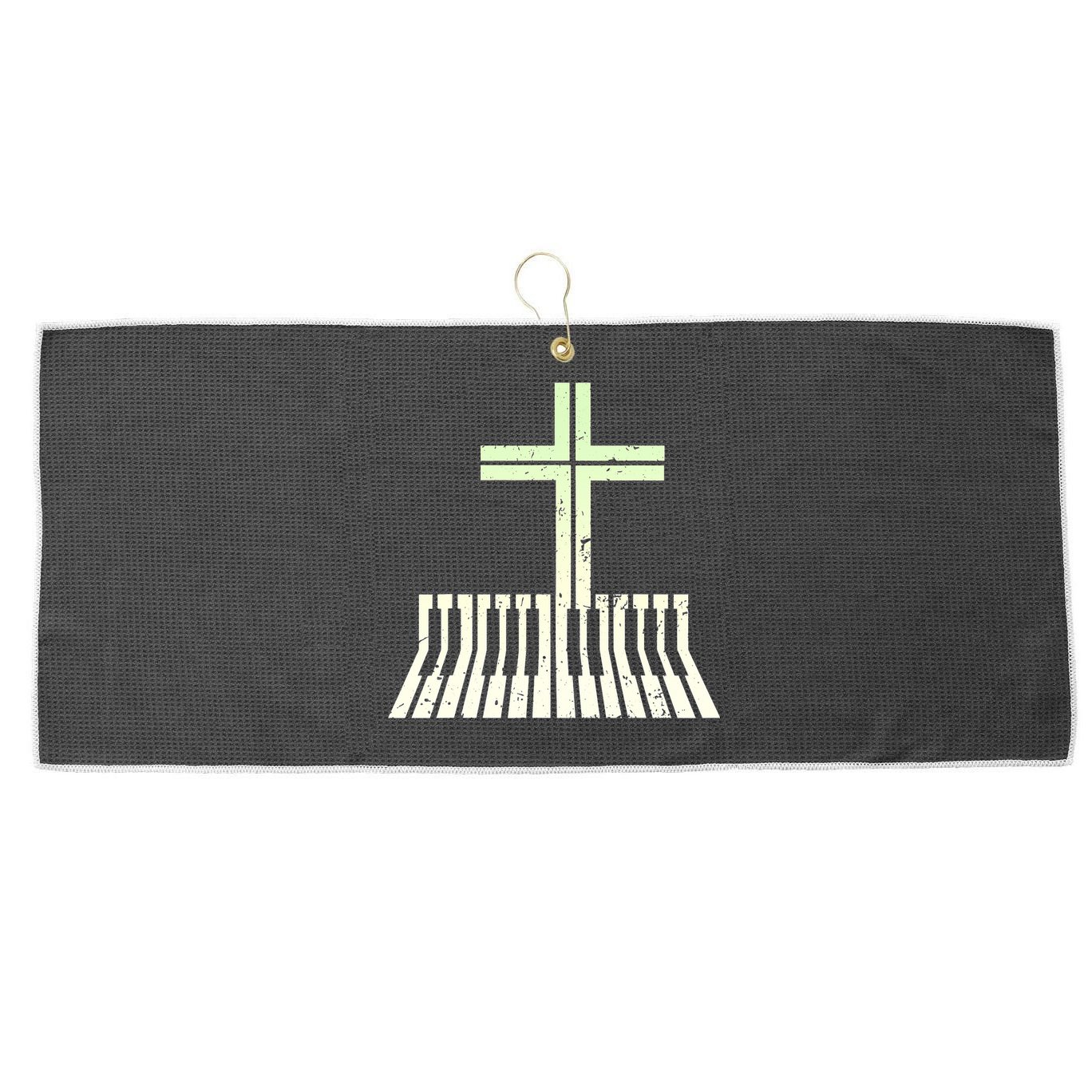 Christian Piano Cross Keyboard Pianist Large Microfiber Waffle Golf Towel