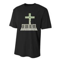 Christian Piano Cross Keyboard Pianist Youth Performance Sprint T-Shirt