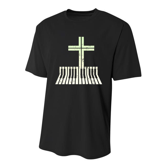 Christian Piano Cross Keyboard Pianist Youth Performance Sprint T-Shirt