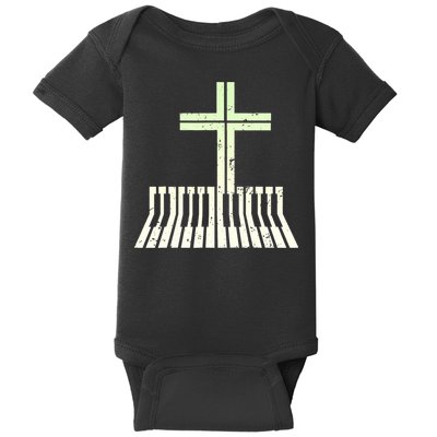 Christian Piano Cross Keyboard Pianist Baby Bodysuit
