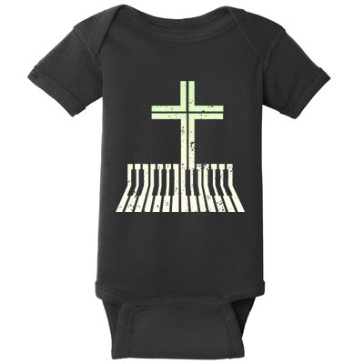 Christian Piano Cross Keyboard Pianist Baby Bodysuit