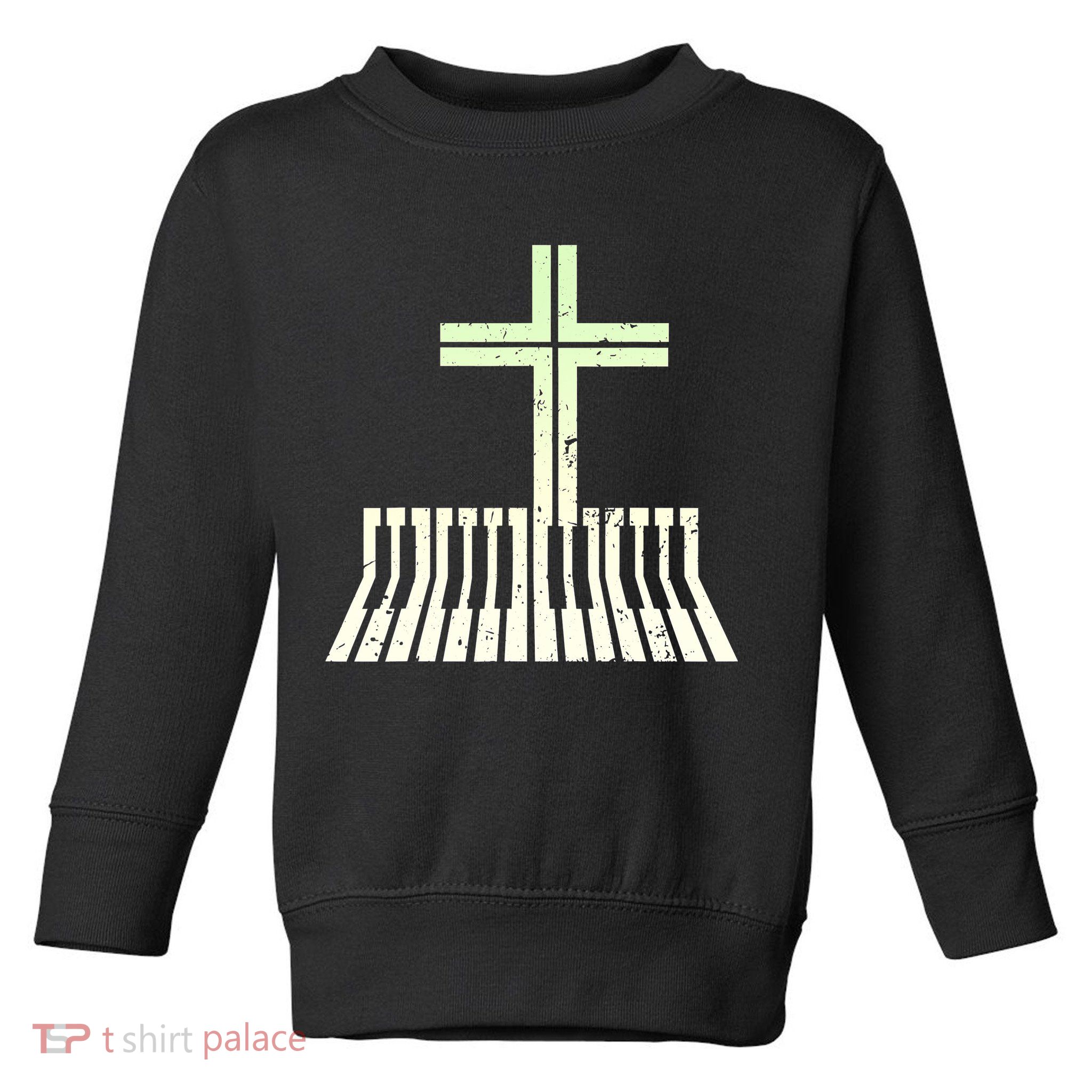 Christian Piano Cross Keyboard Pianist Toddler Sweatshirt
