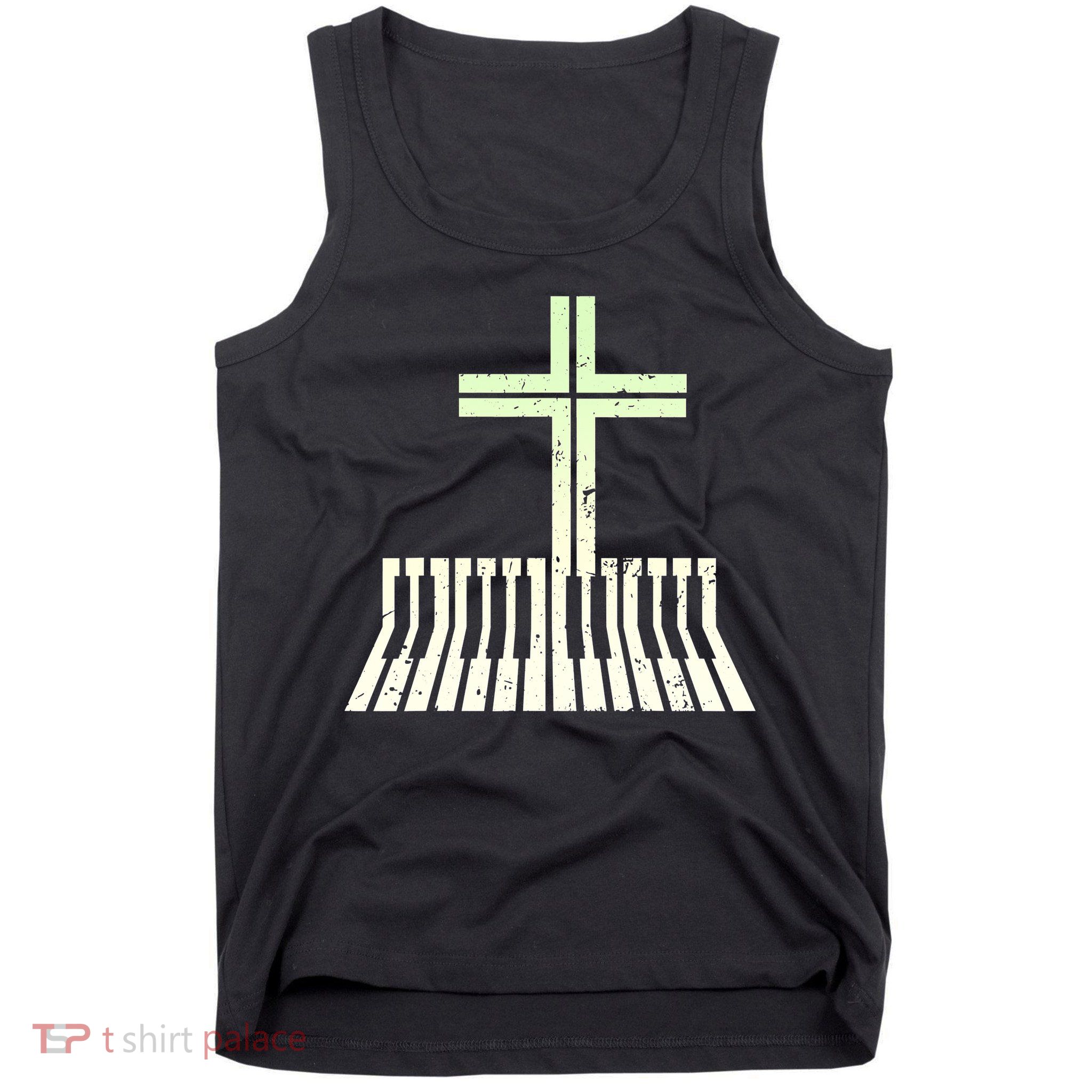 Christian Piano Cross Keyboard Pianist Tank Top