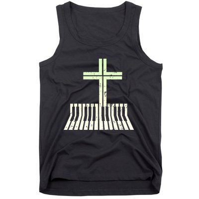 Christian Piano Cross Keyboard Pianist Tank Top