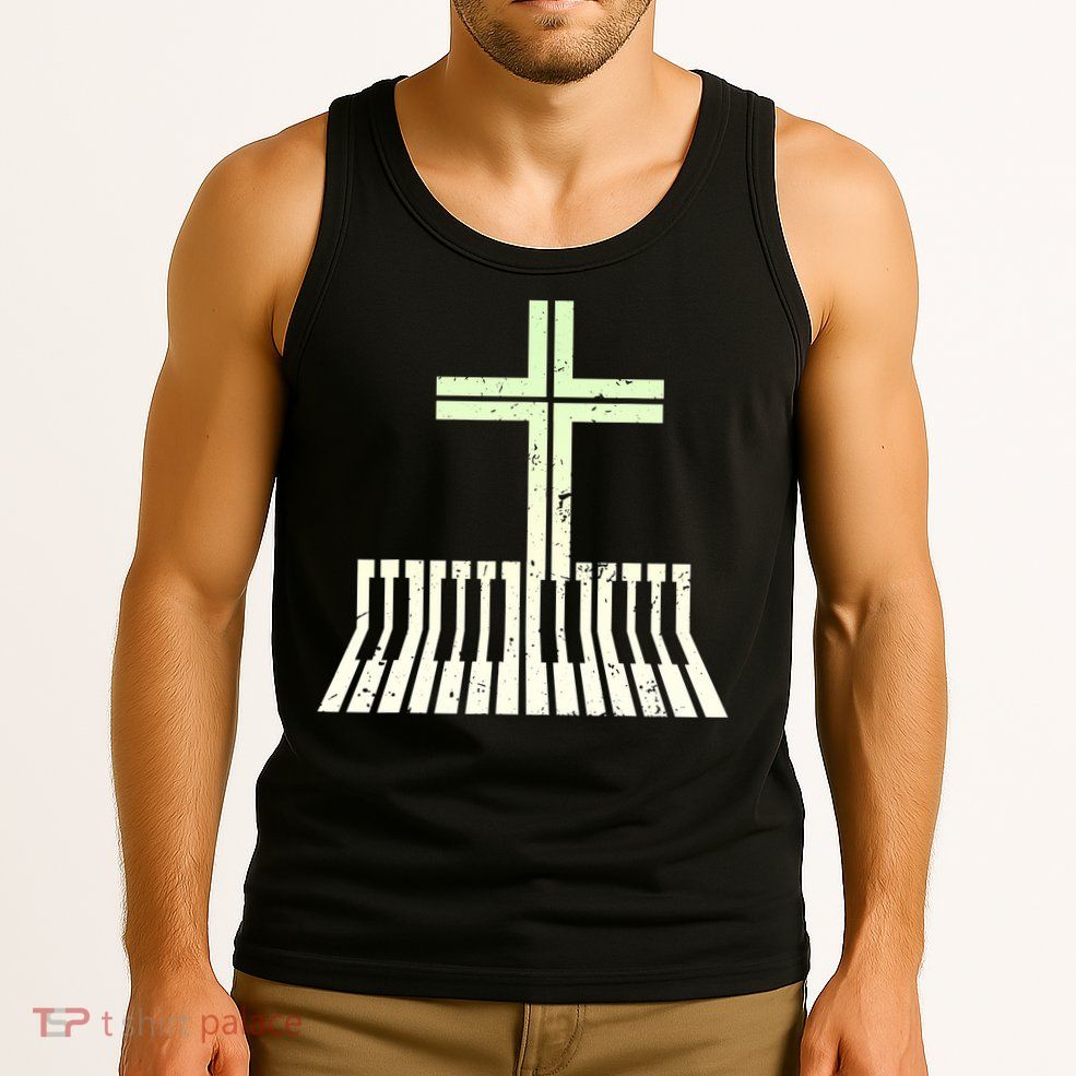 Christian Piano Cross Keyboard Pianist Tank Top