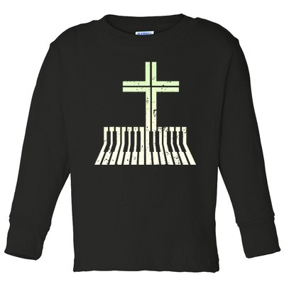 Christian Piano Cross Keyboard Pianist Toddler Long Sleeve Shirt