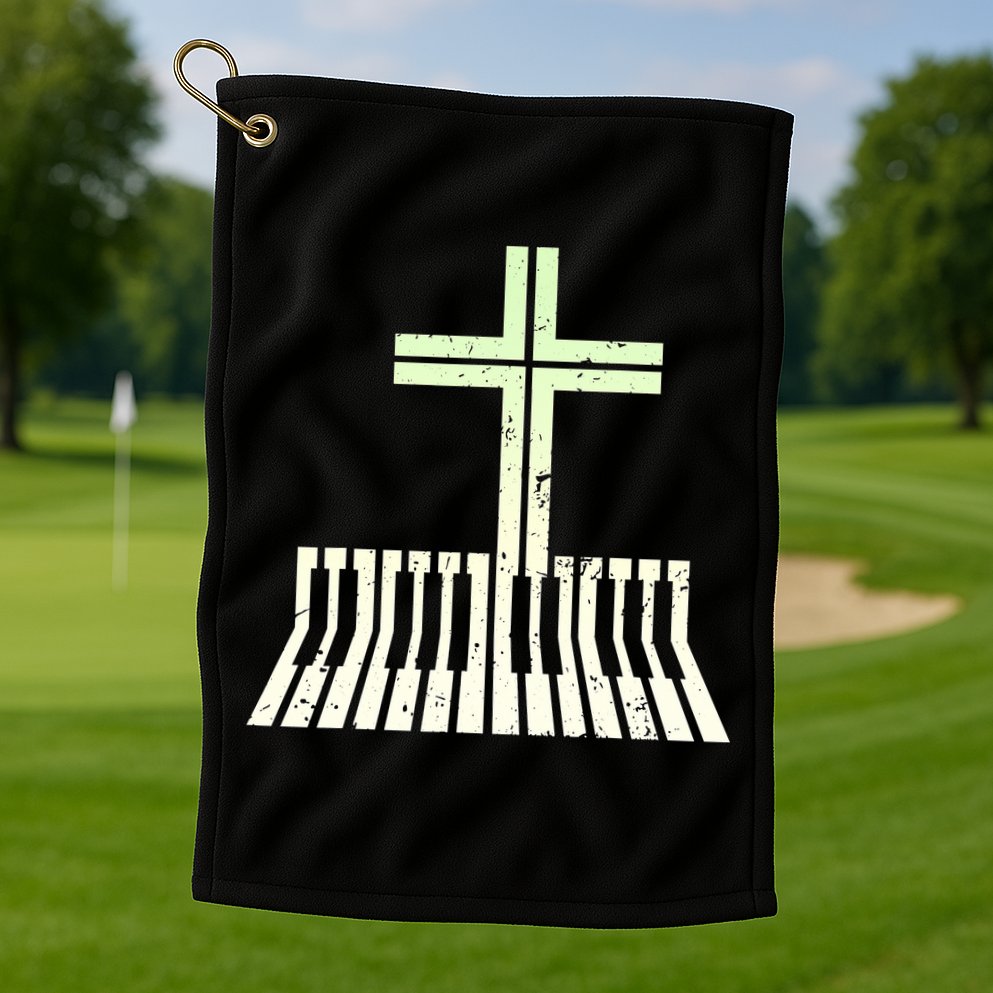 Christian Piano Cross Keyboard Pianist Golf Towel