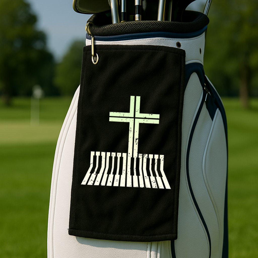 Christian Piano Cross Keyboard Pianist Golf Towel