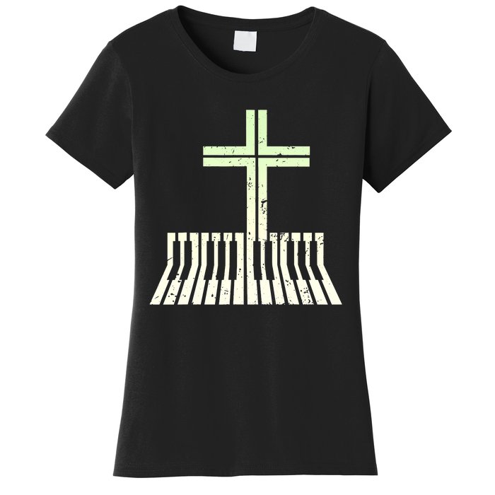 Christian Piano Cross Keyboard Pianist Women's T-Shirt