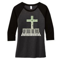 Christian Piano Cross Keyboard Pianist Women's Tri-Blend 3/4-Sleeve Raglan Shirt