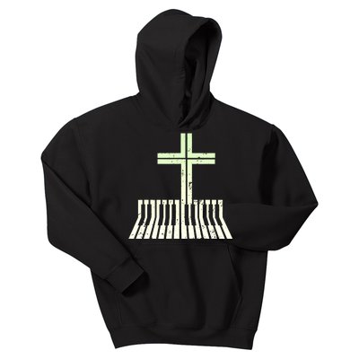 Christian Piano Cross Keyboard Pianist Kids Hoodie