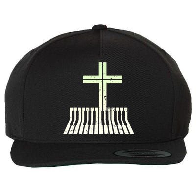 Christian Piano Cross Keyboard Pianist Wool Snapback Cap