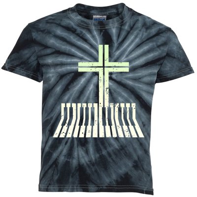 Christian Piano Cross Keyboard Pianist Kids Tie-Dye T-Shirt