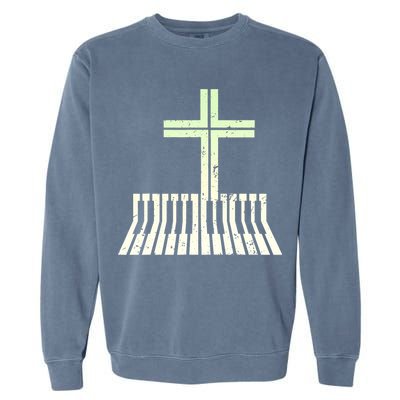 Christian Piano Cross Keyboard Pianist Garment-Dyed Sweatshirt