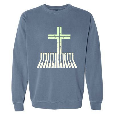 Christian Piano Cross Keyboard Pianist Garment-Dyed Sweatshirt