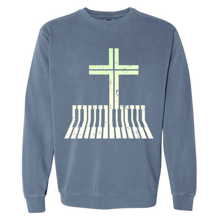 Christian Piano Cross Keyboard Pianist Garment-Dyed Sweatshirt