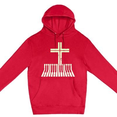 Christian Piano Cross Keyboard Pianist Premium Pullover Hoodie