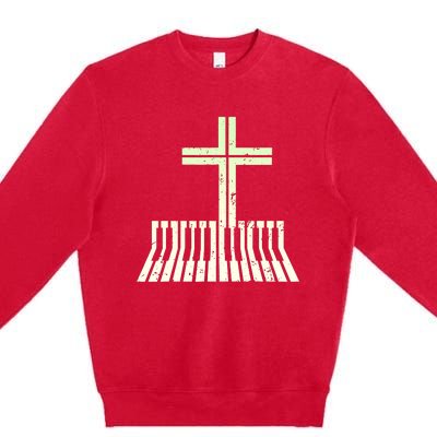 Christian Piano Cross Keyboard Pianist Premium Crewneck Sweatshirt