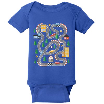 Cool Playmat Car Race Track Fathers Day Baby Bodysuit